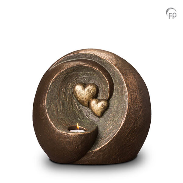 Geert Kunen Bronze Gold Hearts Ceramic Double Urn