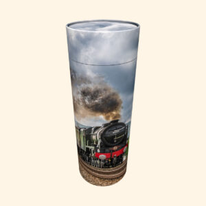 Ashes scatter tube with green steam train design