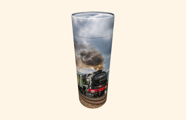 Ashes scatter tube with green steam train design